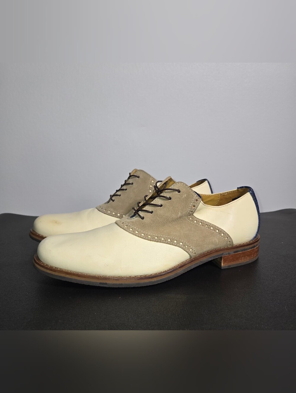 Cole Haan two-tone leather suede saddle oxford Vanilla Brown 11M